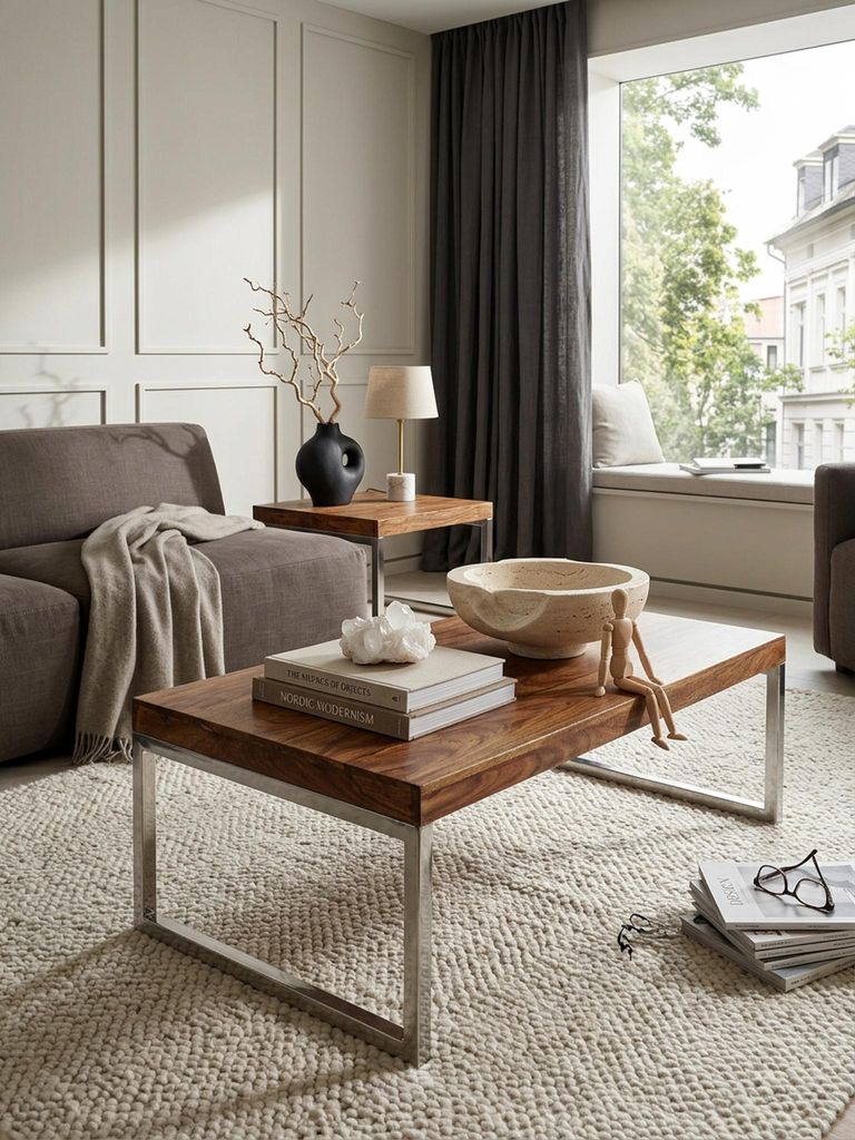 Couchtisch GUNA Massiv-Holz Sheesham 120cm breit Wohnzimmer-Tisch Design dunkel-braun Landhaus-Stil Beistelltisch