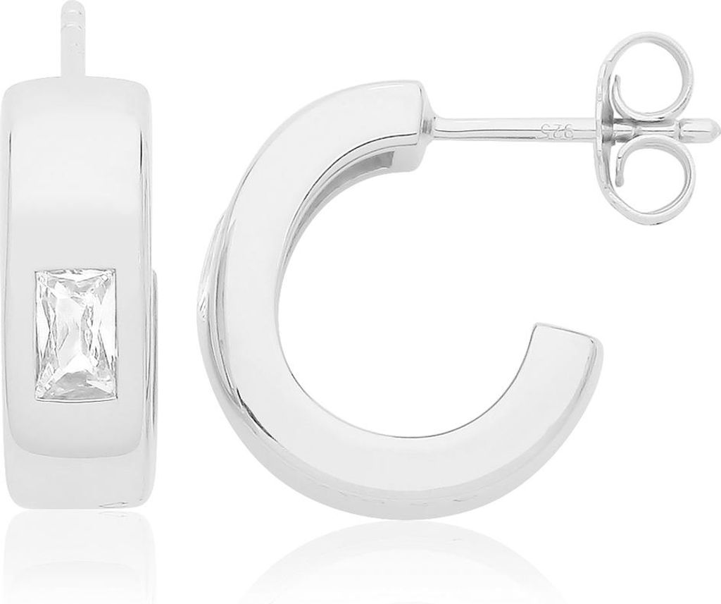 Wunderschöne 925 Sterling Silber Damen - Paar Creolen mit Zirkonia - 5mm, 5 Gramm; TRS33443