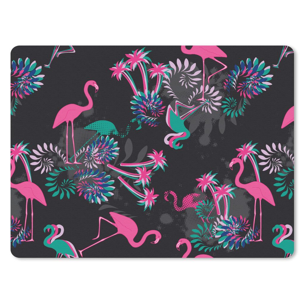 MuchoWow Mauspad Mousepad Flamingo - Muster - Rosa - Dschungel 40x30 cm - Mousepads - Maus Mat - Pad - Mausunterlage - Anti Rutsch