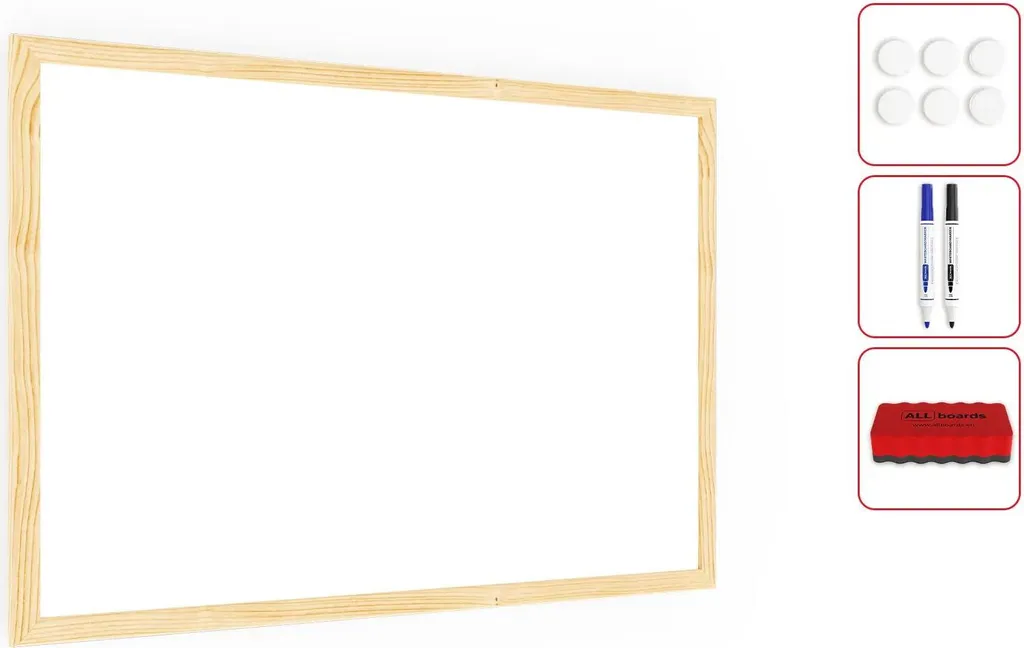 Lavagna Magnetica 60x40 cm Cornice Legno Pino per Arredo Studio