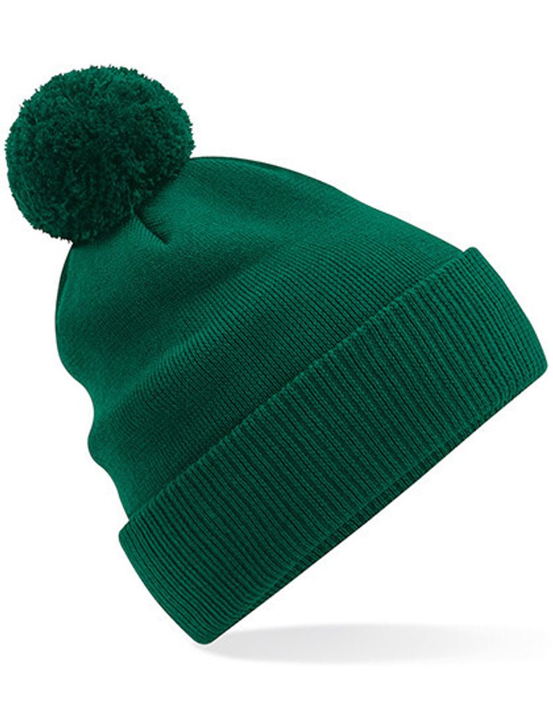 Beechfield Snowstar Patch Beanie – Gestrickt, Mit Pompon Und Baumwoll-Patch, Heather-Farbmix