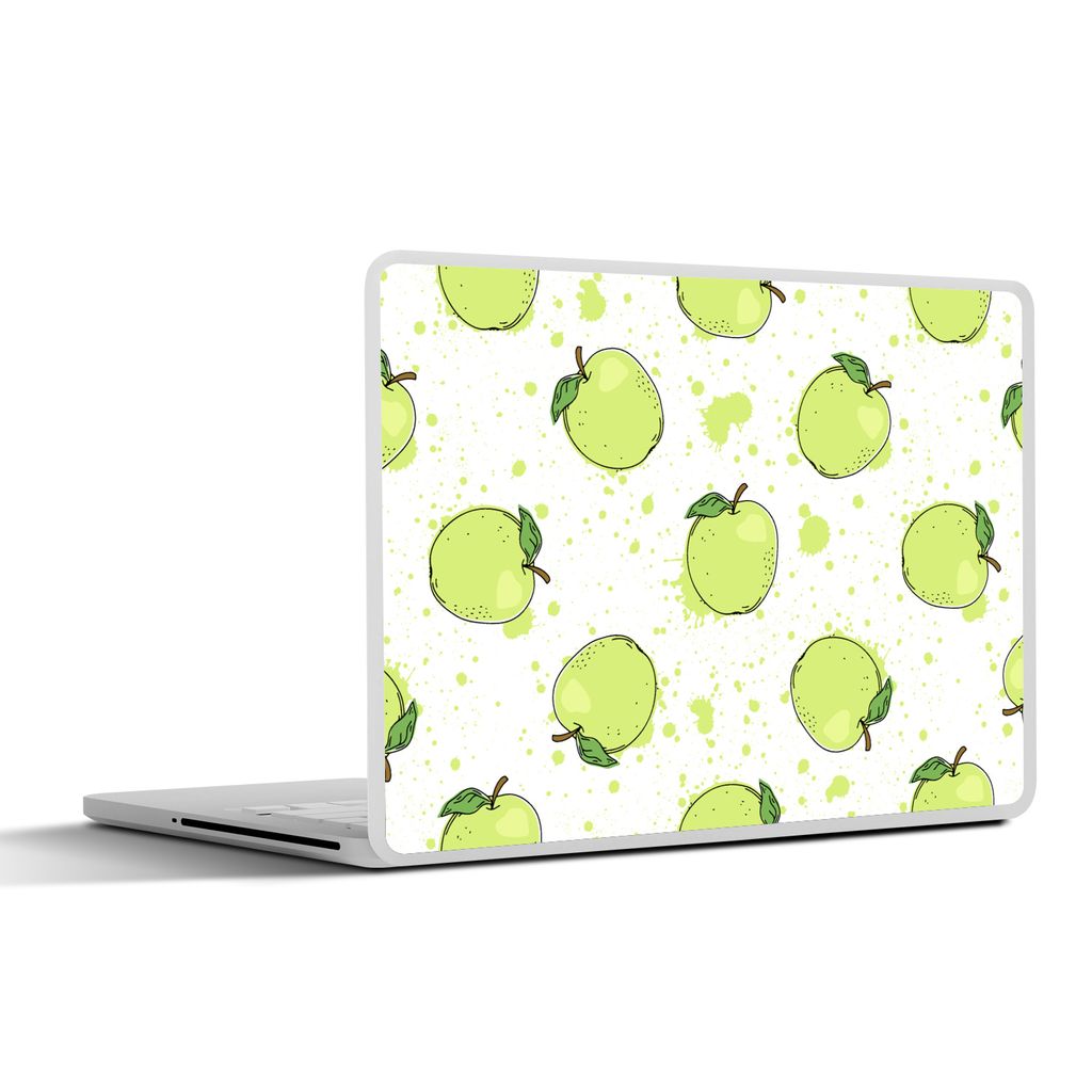 MuchoWow Laptop Aufkleber Sticker Cover Aquarell - Apfel - Grün - Muster 25x18 cm - Laptop-Deko