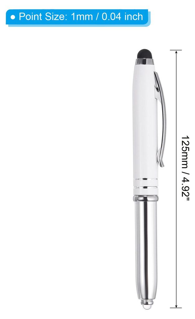 Kugelschreiber Stift mit Stylus Spitz und LED Blitzlicht 5 Pack 3 in 1 Metall Stift Schwarz Tinte 1.0mm Mittel Stylus Stift fš¹r Touchscreens Wei?