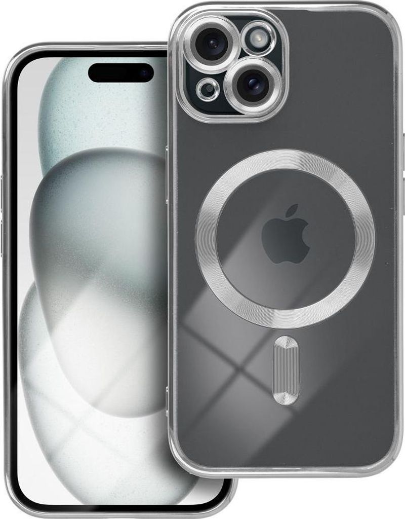 Case passend für iPhone 15 Electro Mag Cover kompatibel mit MagSafe silver