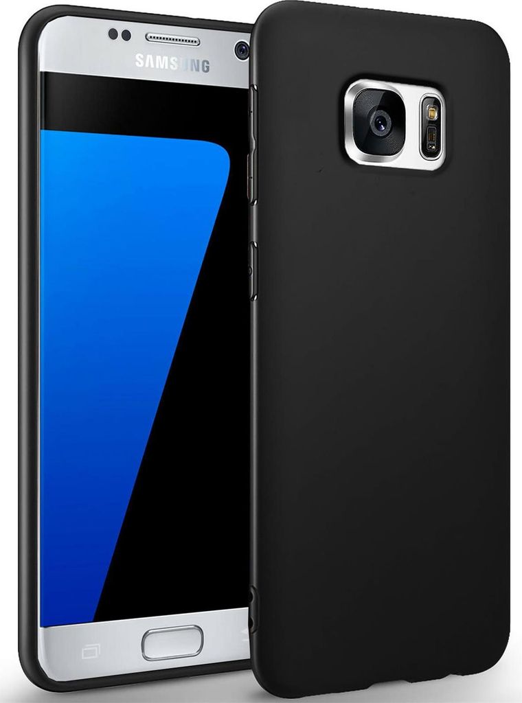 Silikon Hülle für Samsung Galaxy S7 Edge Schutzhülle Matt Schwarz Backcover Handy Case