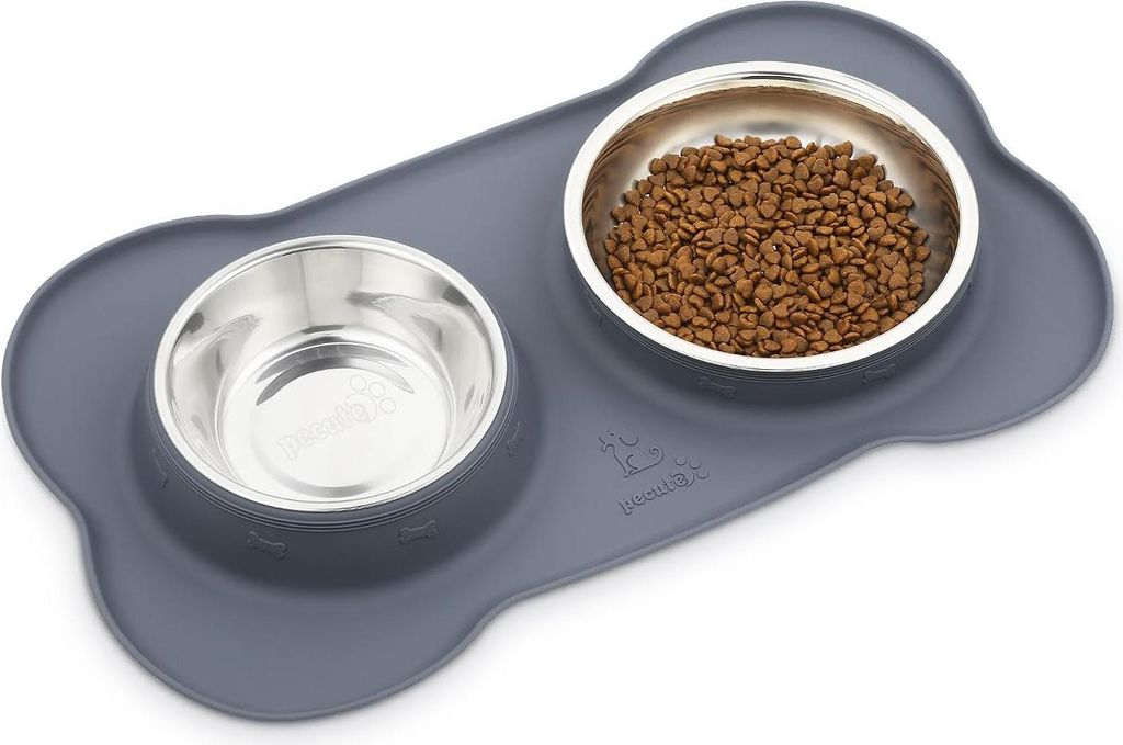 Hundenkommen Antislip, Doppelte Schalen Set mit Anti-Leck Silikonmatte für kleine Hunde