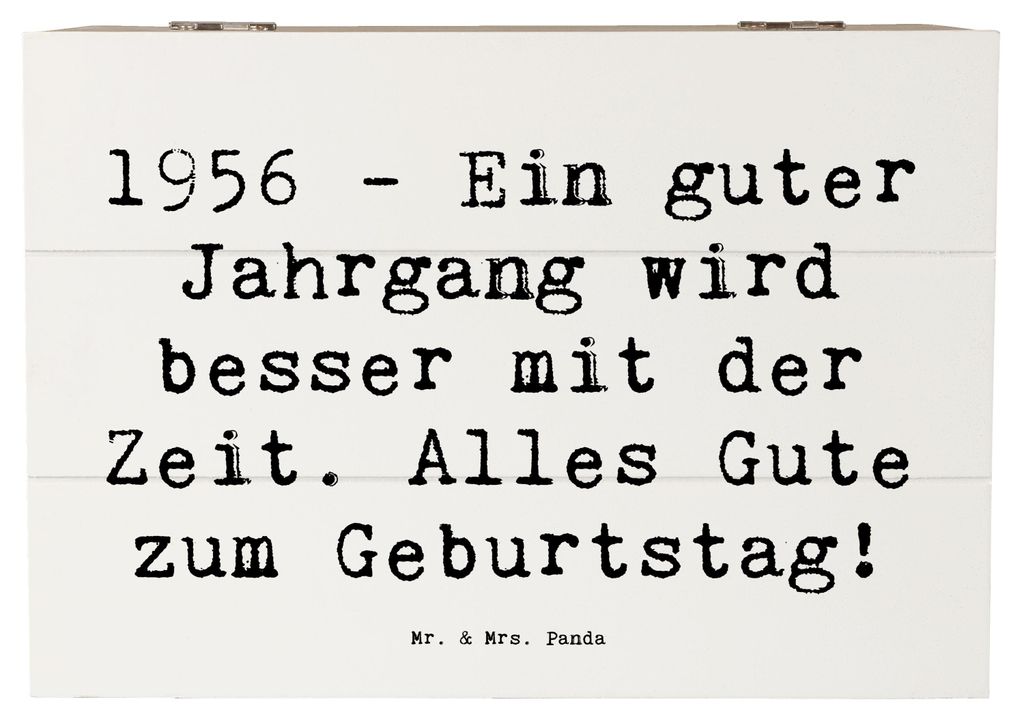 Mr. & Mrs. Panda Geschenkbox Spruch 1956 Geburtstag 22 x 15 cm - Weiß - Geschenk, Alter, Erinnerung, Freunde, fotobox, Truhe, Glückwunsch, Famili...