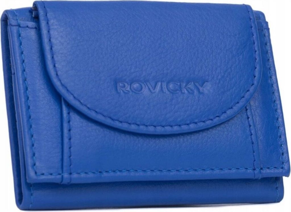 Rovicky | Kleine Damengeldbörse, aus echtem Leder, Dunkelblau, 10.5x7.5 cm