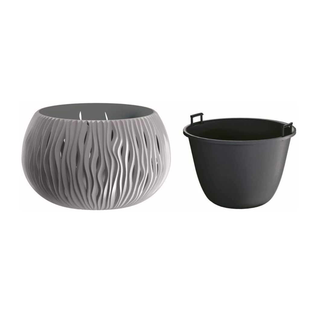Květináč SANDY BOWL s vkladem 23,8 cm - barva: šedý kámen Immagine del prodotto 