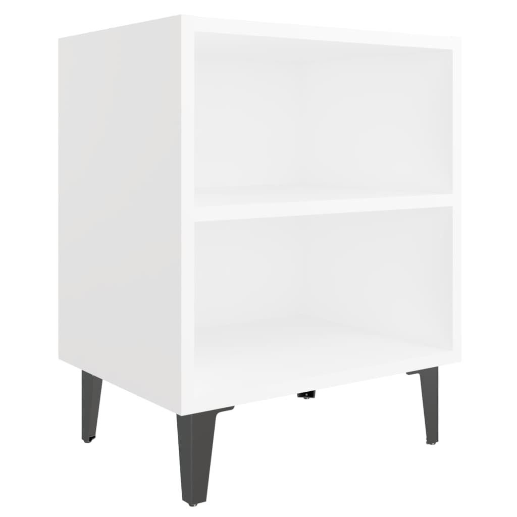 "im Sonderangebot"2er Set Nachttische mit Metallbeinen - Bettschrank/Nachtschrank für Schlafzimmer - Weiß 40x30x50 cm DEMöbel 8026214