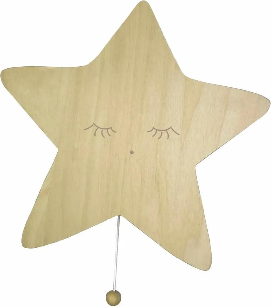 Hübsche Holz-Spieluhr Stern für die Wand, Dekoartikel