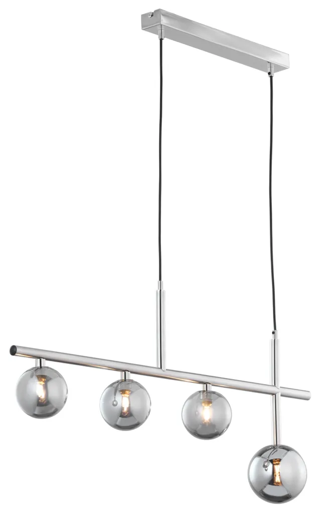 Lustre suspension design en métal argenté Neptun 4 bras G9 - Jupiter