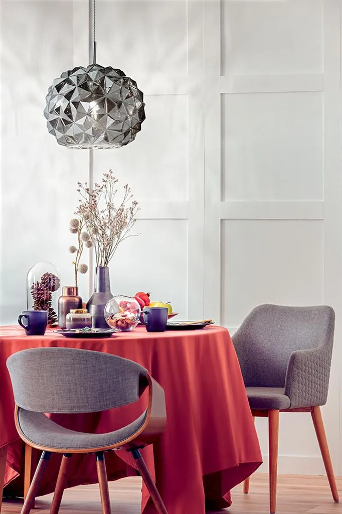 Suspension Design en Verre Soufflé Gris Fumé 35 cm - Style Minimaliste