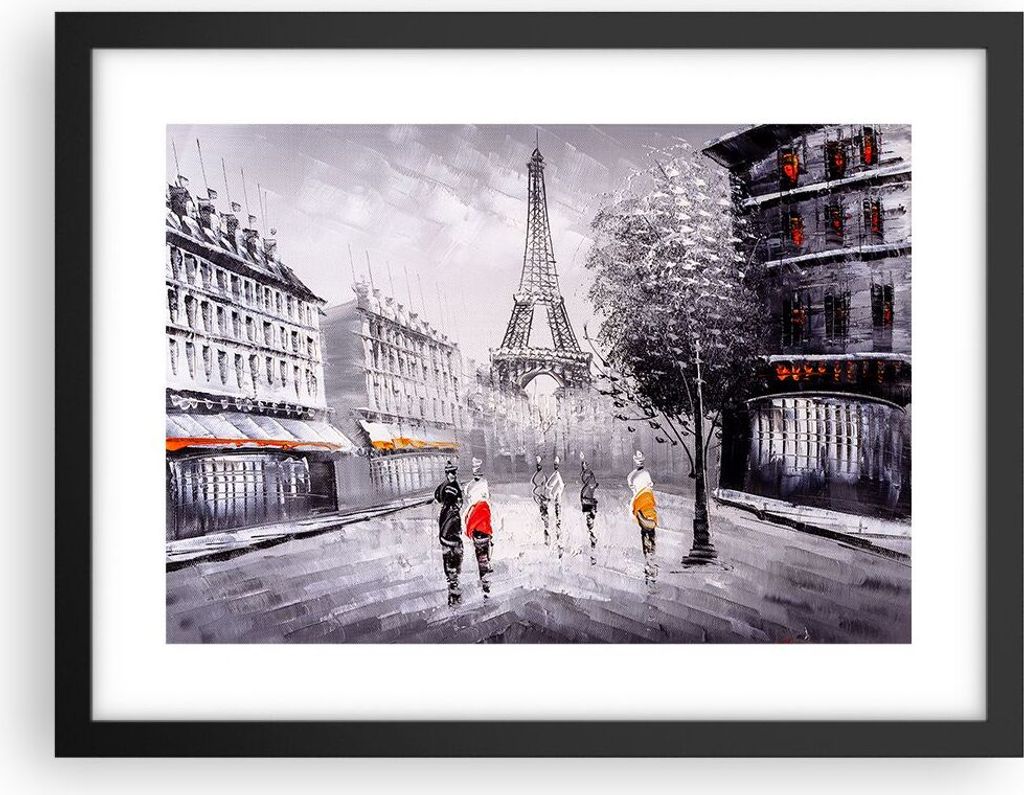 Gerahmtes Poster - Schwarzer Rahmen - Architektur Paris Eiffle Frankreich - 40x30 cm - Wand Bild - Wanddeko - Wandbilder - Wandposter - Bilderrahme...
