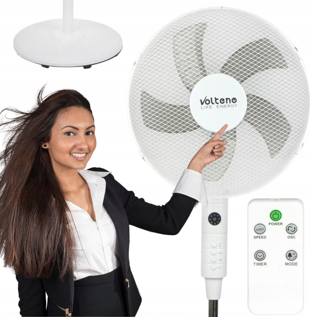Bodenventilator Standventilator Leise Leistungsstark 40W Propeller 36Cm Fernbedienung