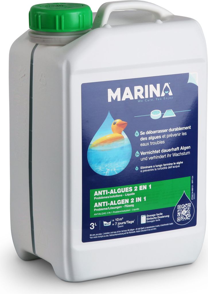 Marina Ultra Hochkonzentriertes Anti-Algenmittel - Algenschutz, Verhinderung / Vorbeugen von Algenwachstum im Pool - Hohe Effizienz niedrige Dosierung