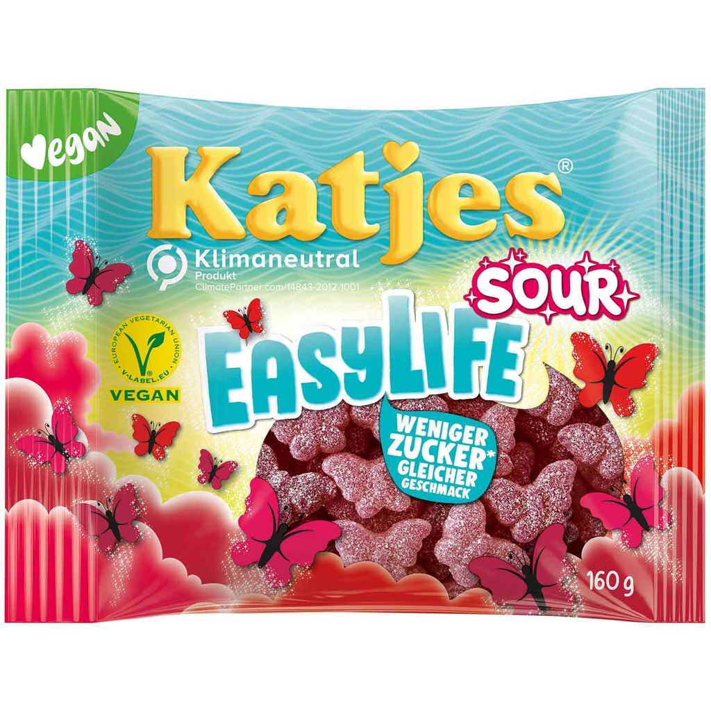 Katjes EasyLife Sour 160g Fruchtgummi sauer vegan weniger Produktbild 
