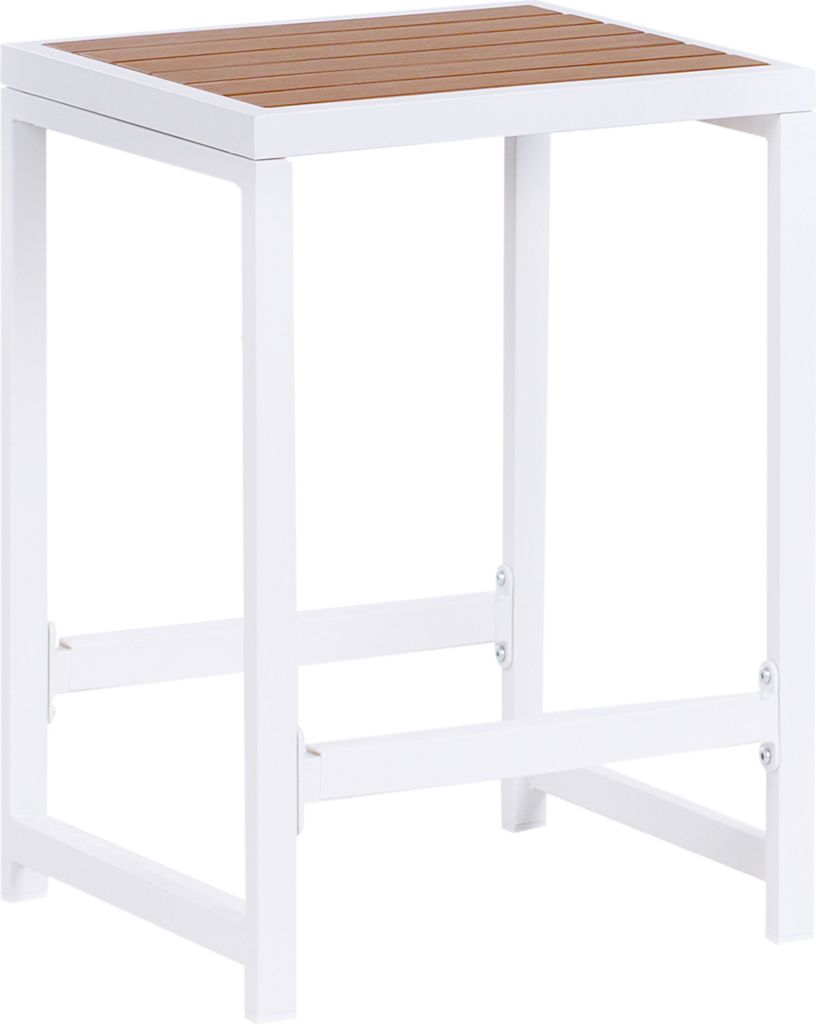 BELIANI Hocker Braun u. Weiß Kunstholz Rechteckig 38x40 cm mit Metallfüßen Industrie Design Garten Terrasse Balkon Ausstattung Gartenmöbel