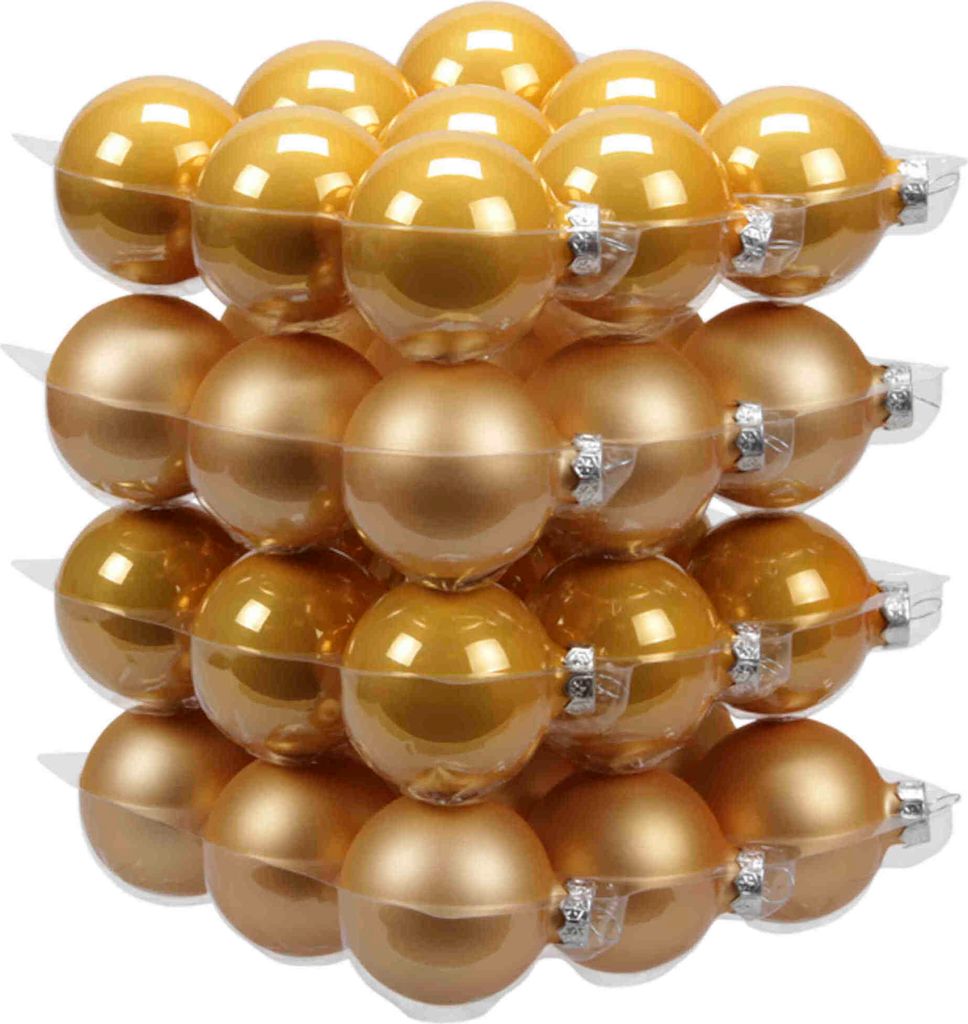 36 Christbaumkugeln Glas Weihnachtskugel Kugel 57mm 5,7cm Baumschmuck Weihnachten, Farbe:safran