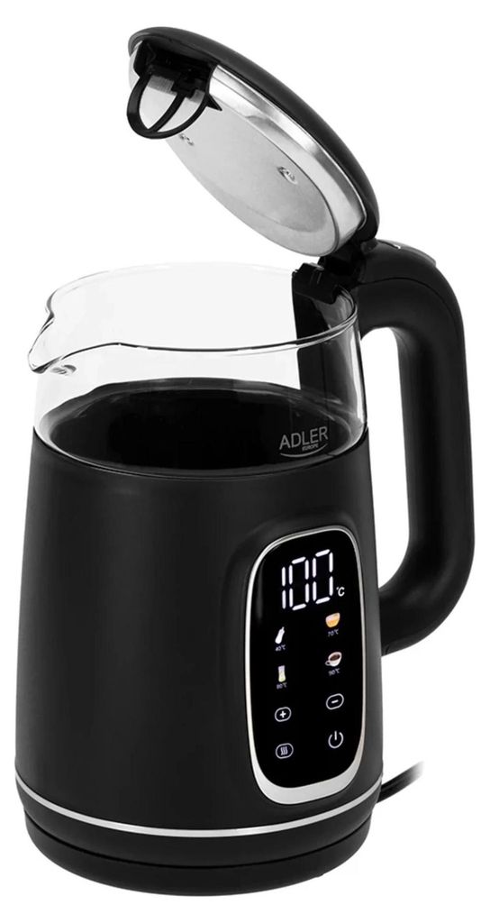 ADLER AD 1305 elektrischer Wasserkocher schwarz/silbern Produktbild 