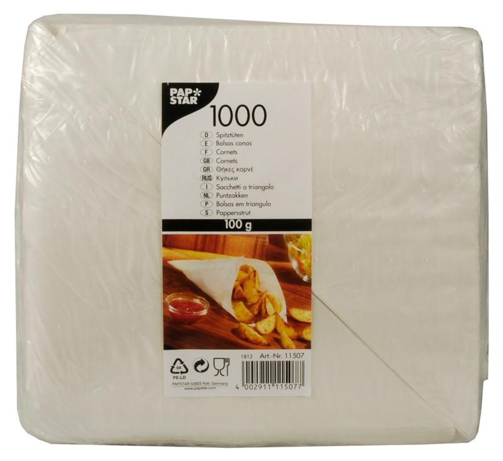 Papstar Spitztüte gefädelt weiss Obrázek produktu 
