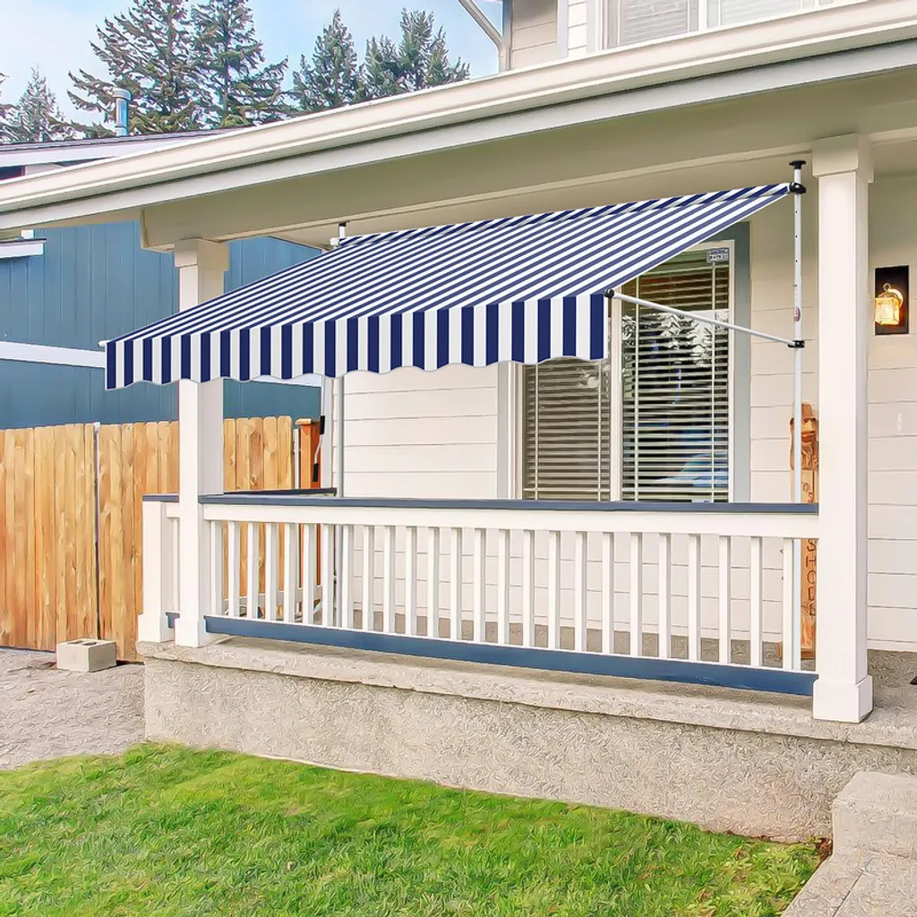 Tenda da sole Clanmacy Tenda da sole articolata idrorepellente per balcone Tenda da sole per balcone Protezione solare Tenda da sole con morsetti Blu e bianco 2 m