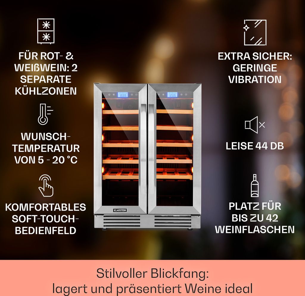 Klarstein Einbau-Weinkühlschrank, 2 Zonen Produktbild 2