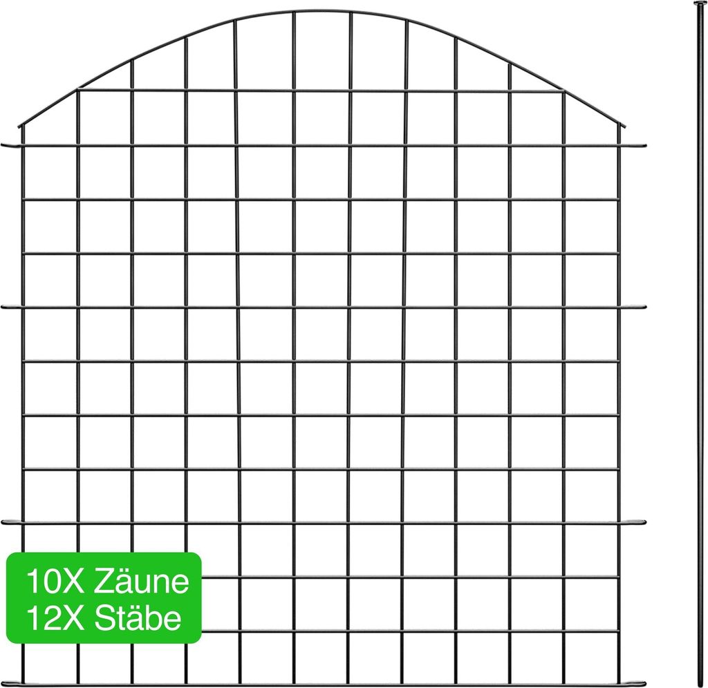 NewHabitat | 10x Teichzaun Steckzaun aus Metall Anthrazit Produktbild 