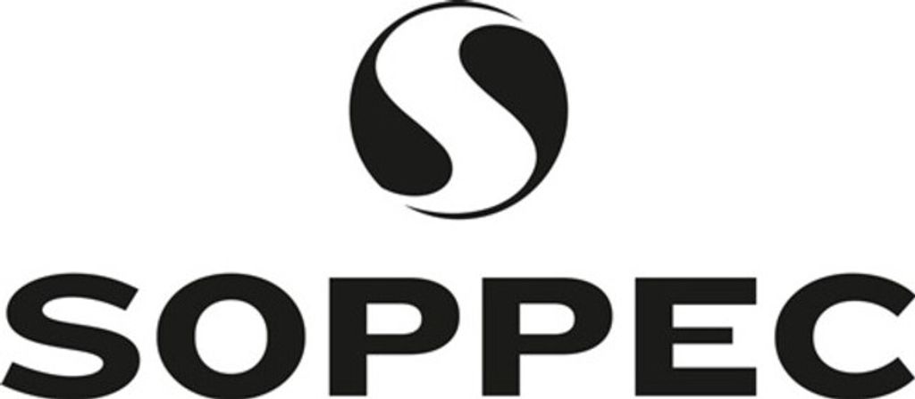 A black and white logo with the letter S inside a circle, and the text SOPPEC below it.