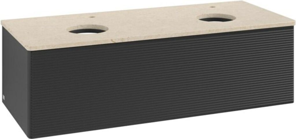 V&B Waschtischunterschrank mit Frontstruktur, mit Beleuchtung Antao 120x36x50cm, HL, WBP botti., bla m Lac