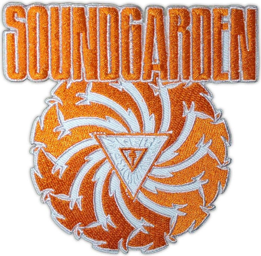 Soundgarden - Aufnäher zum Aufbügeln "Badmotorfinger", gewebter Stoff RO12917 (Einheitsgröße) (Orange/Weiß)