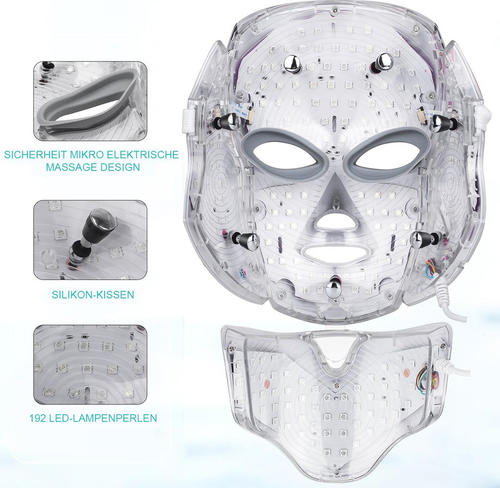 Kosmetikbehandlungsgerät 7 Farben LED-Maske Lichttherapie, Produktbild 3