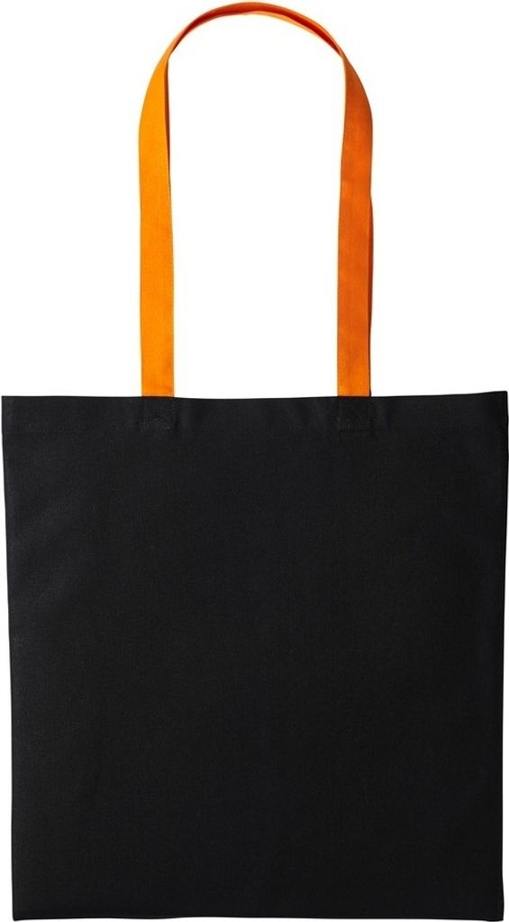 Nutshell Baumwoll-Tragetasche mit langen Henkeln RW7156 (Einheitsgröße) (Schwarz/Orange)
