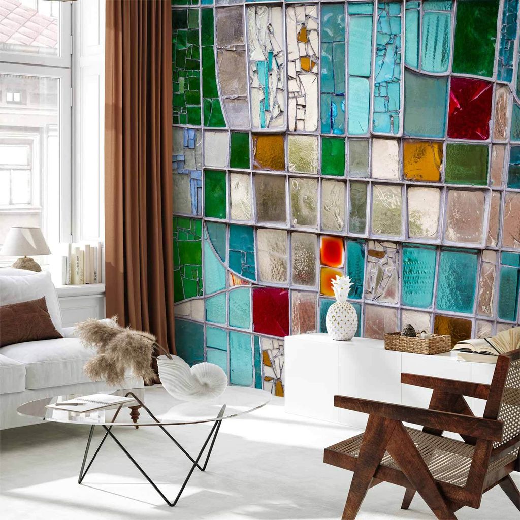 Selbstklebende Folie Fototapete - Sapphire Stained Glass 196x140 cm Muster f-B-0088-a-b