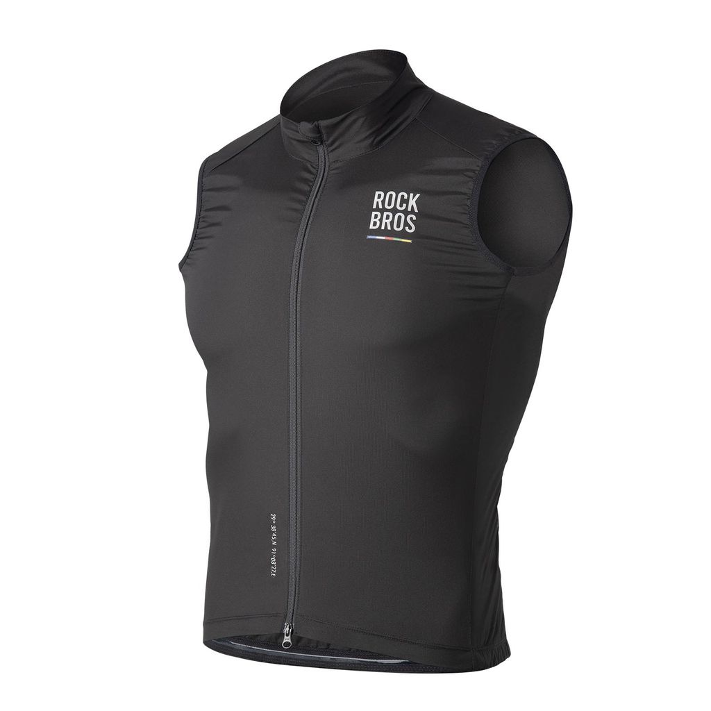 ROCKBROS Road to Sky Herren Fahrradweste Winddichte Leichte Radweste Sonnenschutz Laufweste Ärmellos Feuchtigkeit Schwarz L