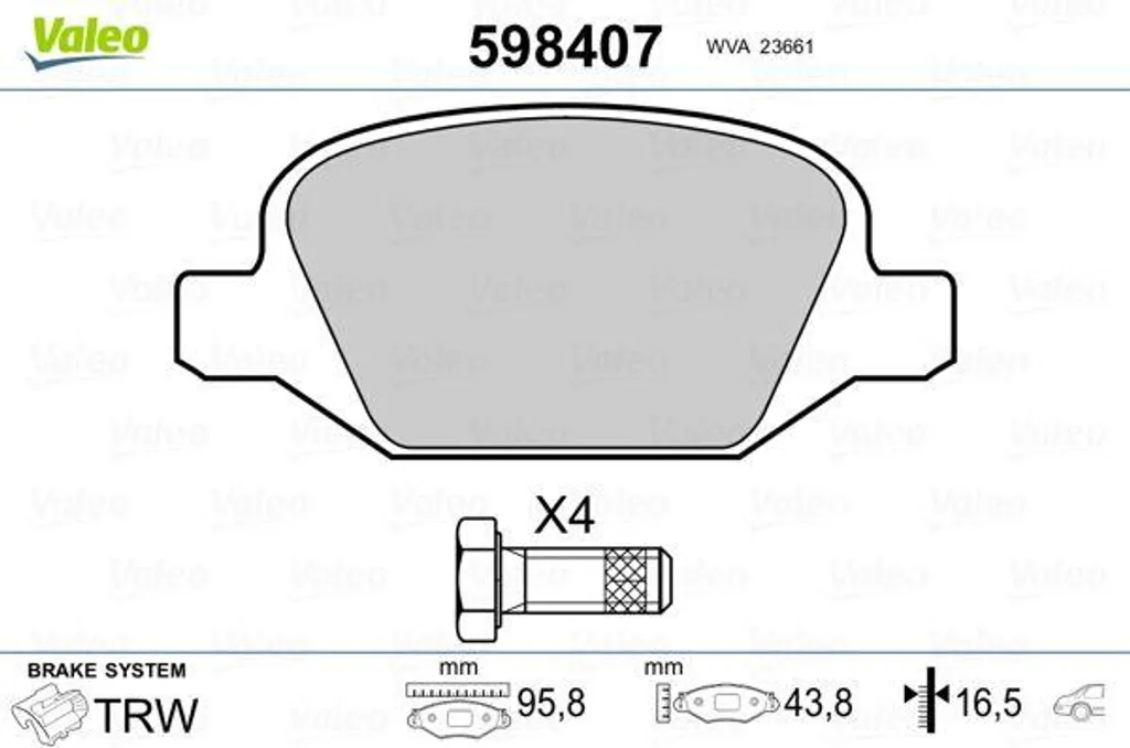 Plaquettes de frein haute performance Valeo 598407 compatible Alfa GT