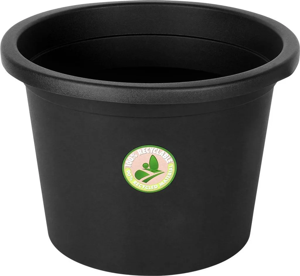 Bac à fleurs noir 39 cm pour terrasse et balcon - Pot plastique robuste