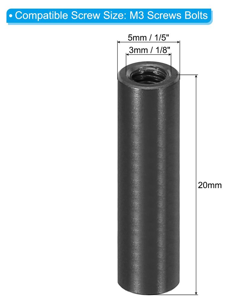 6 Stk M3 Distanzhš¹lsen Aluminium Abstandshalter 3mm ID x 5mm OD x 20mm L Unterlegscheiben Rund Gewindeabstandshš¹lsen fš¹r Schrauben Bolzen ...