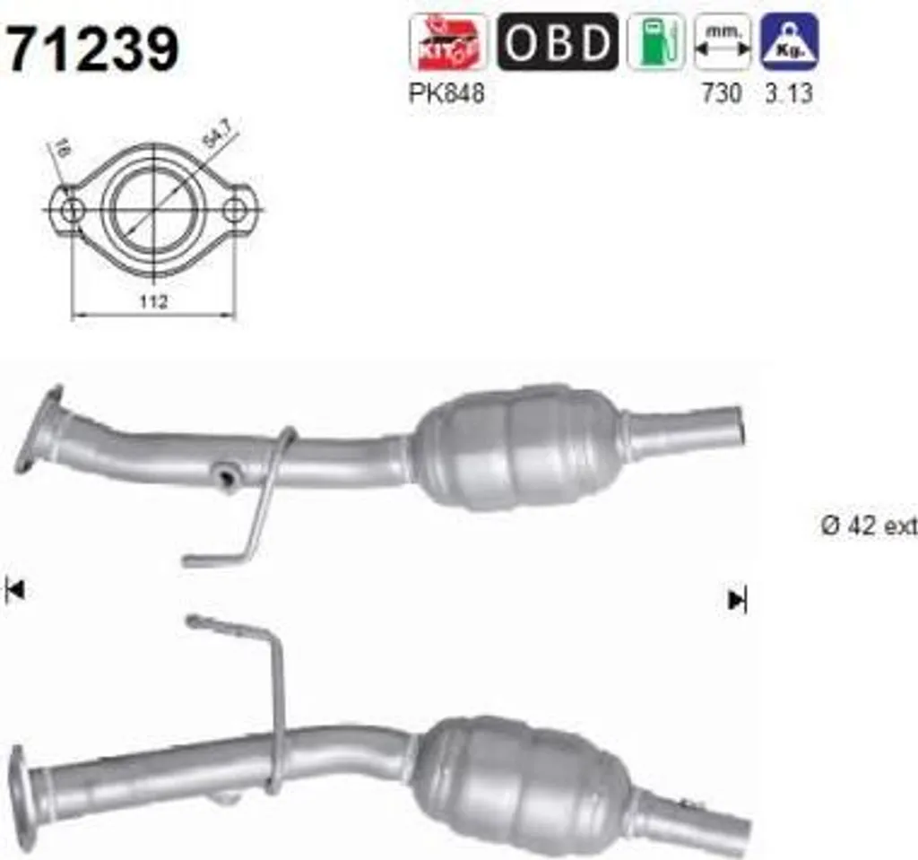 Catalyseur Haute Durabilité AS 71239 Compatible Mitsubishi et Smart OE
