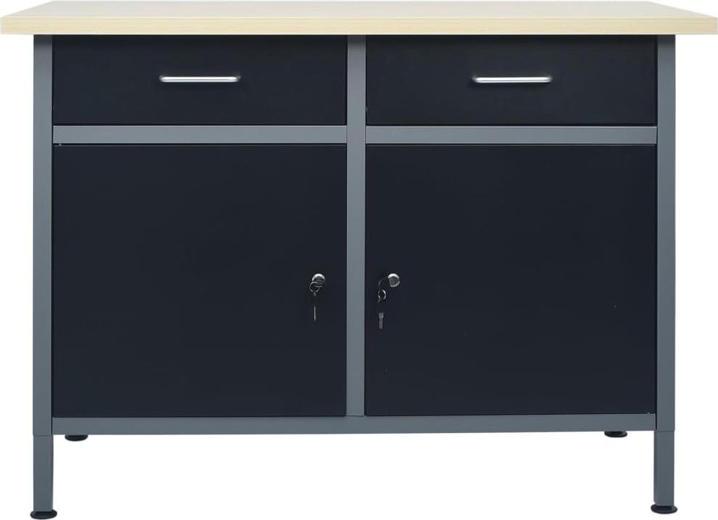 vidaXL Werkbank Schwarz 120x60x85 cm Stahl Produktbild 