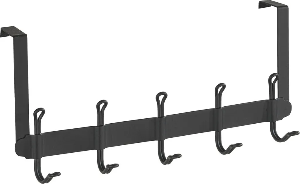 WENKO Porte-manteau NOSTALGIE 5 crochets en métal noir mat pour WC