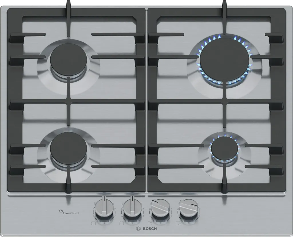 Bosch PCP6A5I90 Table de cuisson à gaz 60 cm FlameSelect Inox
