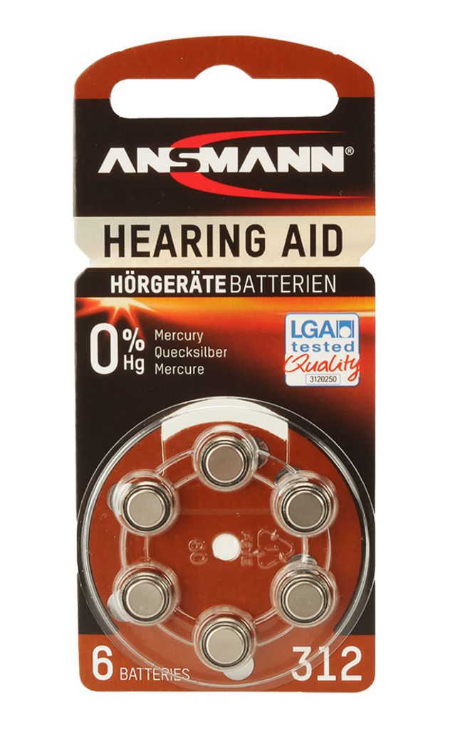 Ansmann 5013233, 1x6, zink-lucht batterijen, type 312 Productafbeelding 