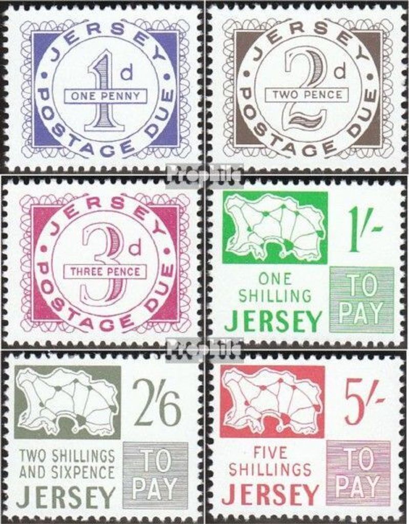 Briefmarken GB - Jersey 1969 Mi P1-P6 (kompl.Ausg.) postfrisch Portomarken