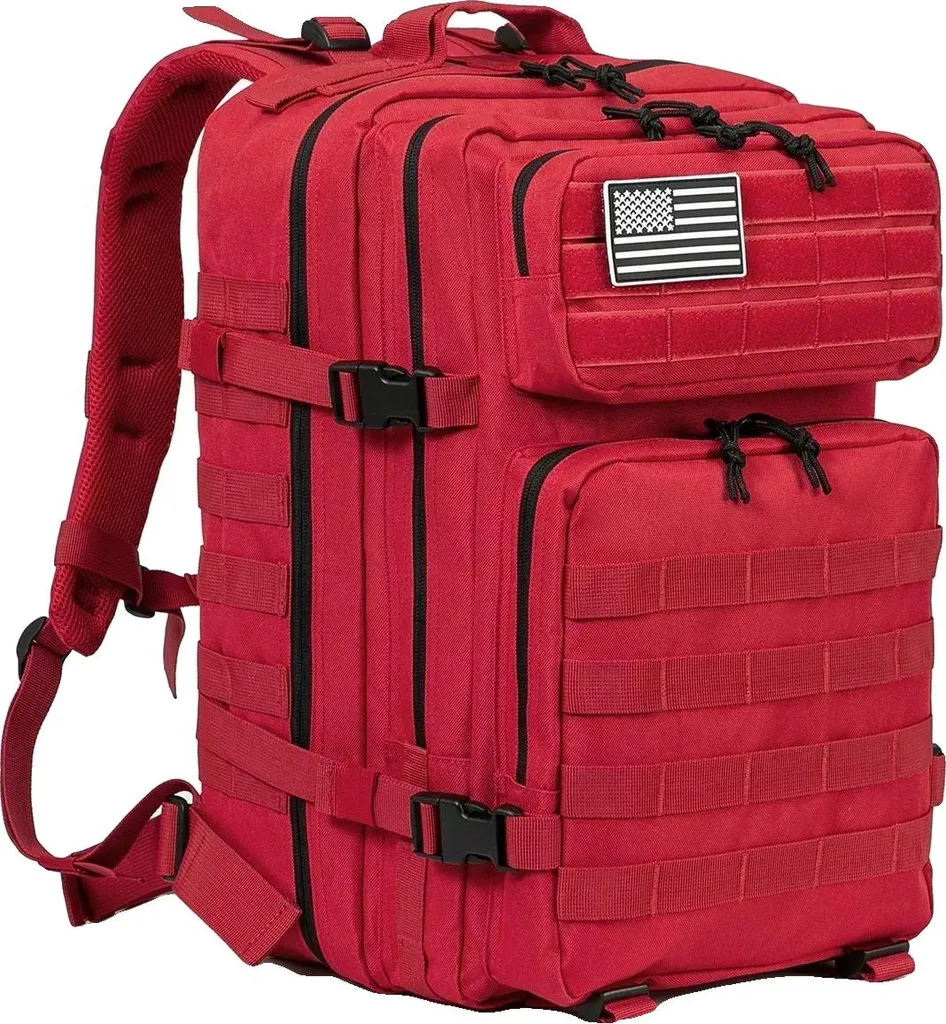 Zaino Militare Rosso 50L Professionale - Sistema MOLLE e Soft-Back