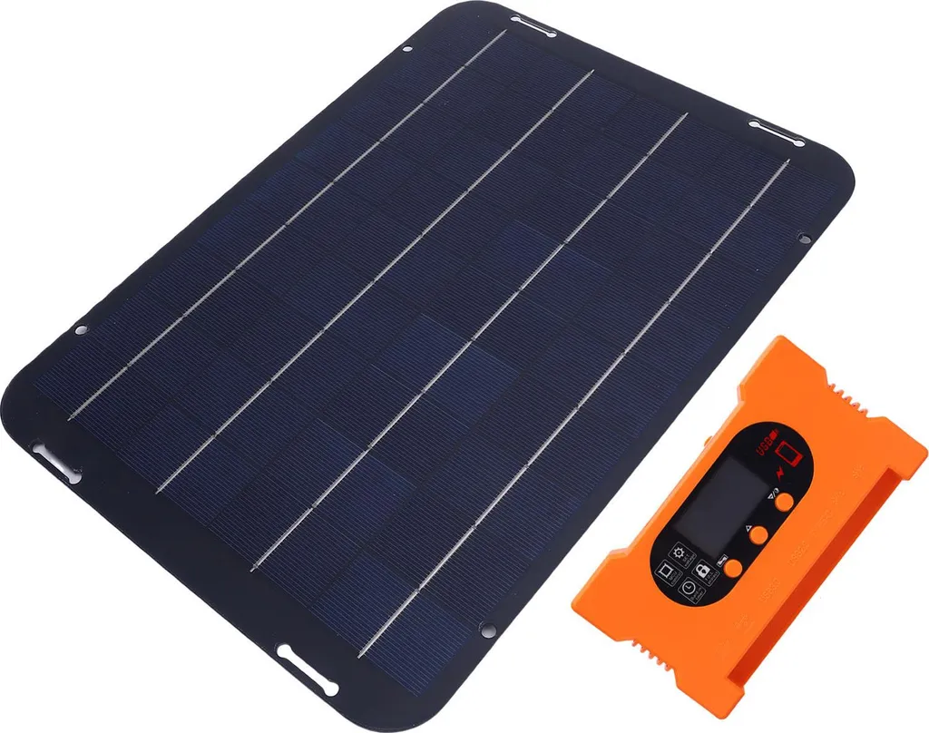 Panneau Solaire 12W 18V Etanche IP65 avec Régulateur pour Usage Externe