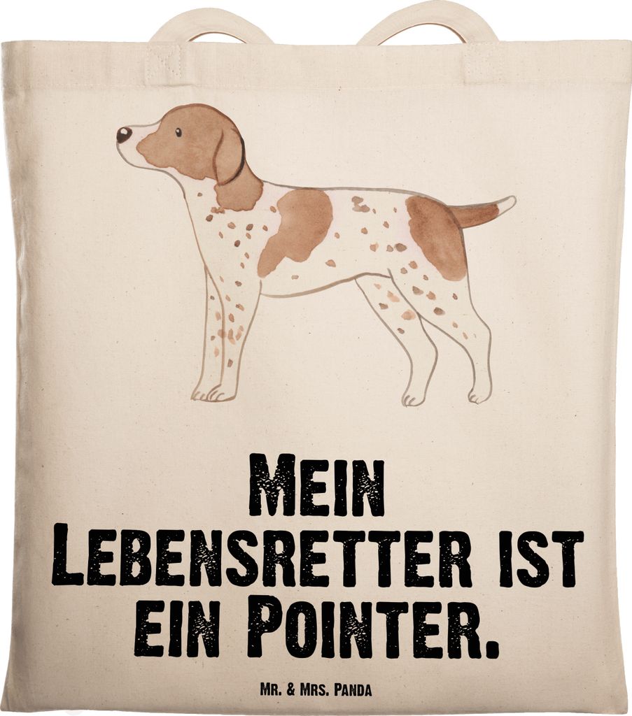 Mr. & Mrs. Panda Schultasche Pointer Lebensretter - Transparent - Geschenk, totebag, Tote Bag, Shopping Tasche, English, Uni, Laptoptasche