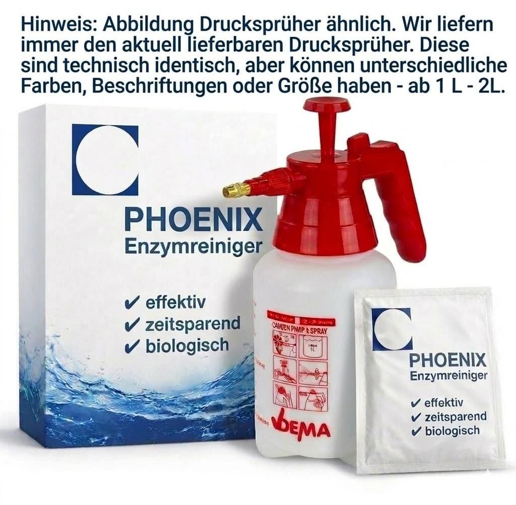 Katzenurin entfernen 100 g + Drucksprüher - PHOENIX Enzymreiniger - Teppich, Matratze, Sofa