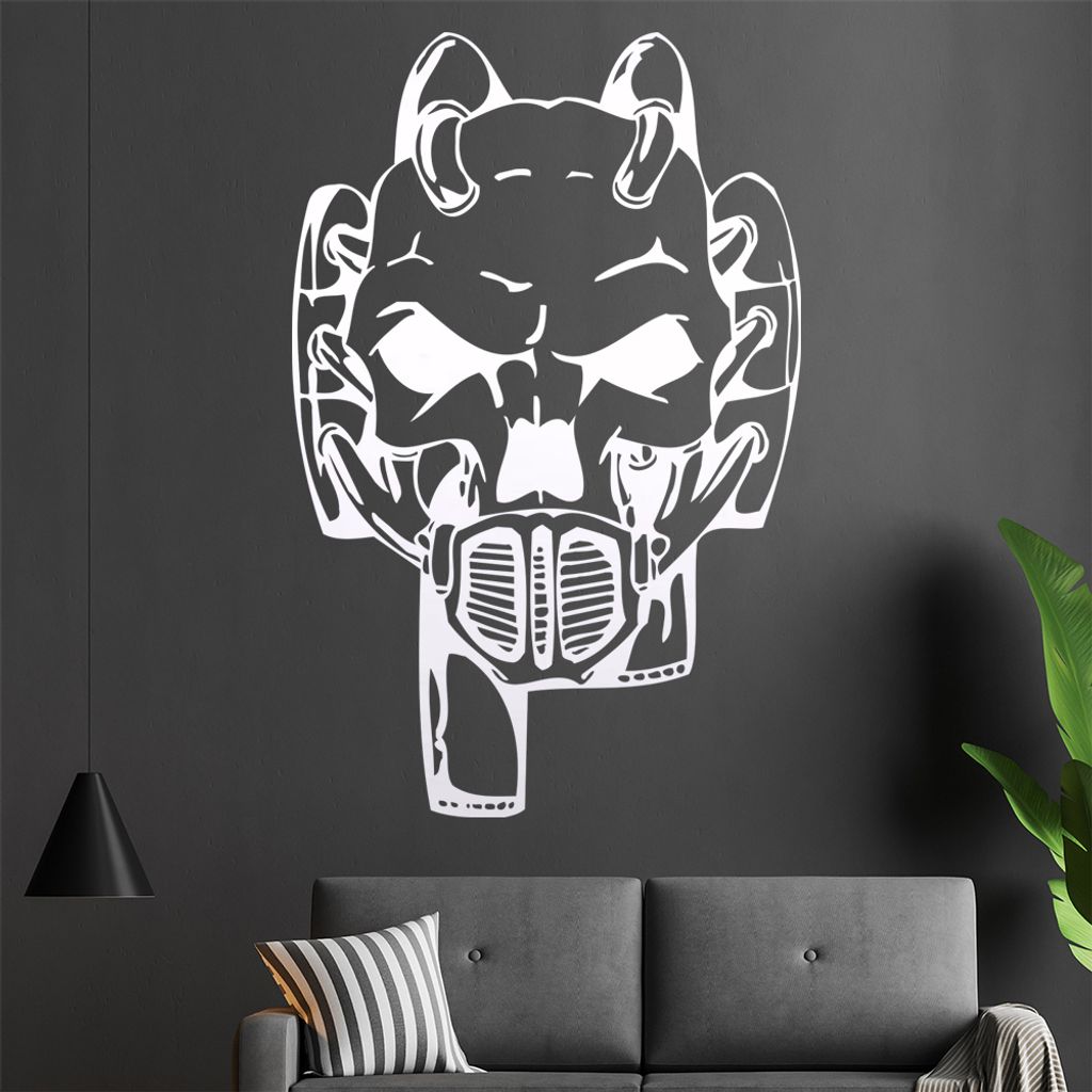 Cyber Schädel Wandtattoo in 6 Größen - Wandaufkleber Wall Sticker - Dekoration, Küche, Wohnzimmer, Schlafzimmer, Badezimmer
