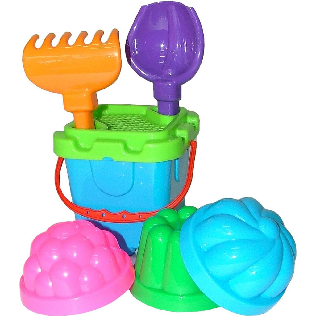 WADER 7-tlg Eimergarnitur Sandkastenspielzeug Strandspielzeug mit Sieb Set 